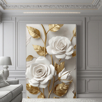 Peinture murale numérique 3D en porcelaine à effet de fleurs en cristal de luxe, impression numérique 3D, art mural pour la décoration de la maison