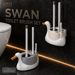 <span class=keywords><strong>Brosse</strong></span> de <span class=keywords><strong>toilette</strong></span> hygiénique en <span class=keywords><strong>silicone</strong></span> 3-en-1 murale, nettoyeur sans angle mort avec base à séchage rapide, en forme de cygne, pour la vente en gros aux hôtels - Product Image 1