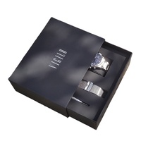 Custom OEM Band Logo ODM carta orologio scatola Custom all'ingrosso in cartone rigido in pelle nera per orologi e strumenti scatola di carta