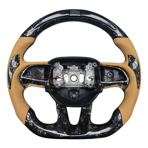 <b>Spot</b> New Products Forged Carbon Fiber Leather <b>LED</b> Paddle Grip Steering Wheel for Dodge Challenger SRT Car Steering Wheel - Product Image 1
