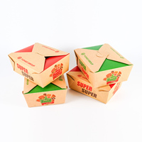 Boîte alimentaire pliable en papier kraft jetable pour salades, repas, traiteur et emballage de restaurant