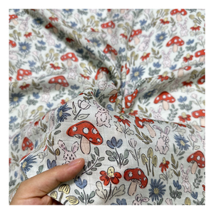 <span class=keywords><strong>Camicia</strong></span> in <span class=keywords><strong>Mussola</strong></span> <span class=keywords><strong>di</strong></span> Cotone Bambù 2x2 a Quadri con Stampa Digitale Design Cartone Animato Coniglio e Fungo, Traspirante ed Ecologica - Outlet <span class=keywords><strong>di</strong></span> Fabbrica - Product Image 2