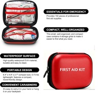 Trousse de premiers secours d'urgence imperméable à coque rigide de 150 pièces pour la maison, la voiture, le camion, la randonnée, le sport, le bureau, les véhicules, l'extérieur