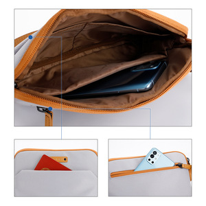 Kingsons Women's Crossbody Bag White Orange Zipper Waterproof Everyday Fashion Accessory Bag - Product Image 3