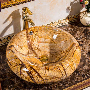 Chine Porcelaine Peint À La Main Art Lavabo Antique Salle De Bains Navire Évier Blanc Couleur Fleur Oiseau Motif Céramique Lavabo - Product Image 5