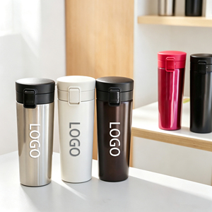 Gobelet à café portable 380 ml 500 ml, doublure en acier inoxydable 304, coque extérieure en PP 201, couvercle rabattable, tasse isotherme de voyage, logo personnalisé - Product Image 1