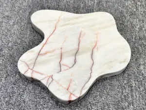 SHIHUI, superventas, decoración de mármol de piedra Natural para el hogar, bandeja de nube de mármol Irregular rosa, Bandejas para servir