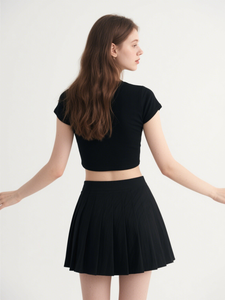 Minifalda plisada negra con hoyuelos personalizada para mujer, estilo de tenis elegante a la moda, diseño corto informal Sexy - Product Image 3