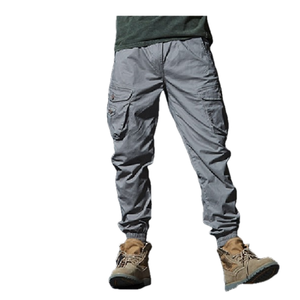 Zipper Fly Mid Waist <b>Elastic</b> Lightweight Men's Cargo Pants with Large-Capacity Pockets for Business <b>Work</b> - Product Image 3
