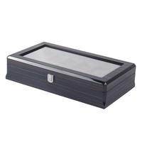 Nouvelle conception, matériaux recyclés écologiques, finition piano anti-poussière, boîte à montres en MDF à 12 emplacements, fermeture à clé, coussin doux, étui de présentation cadeau