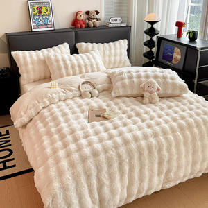 Parure de <span class=keywords><strong>couette</strong></span> haut de gamme personnalisable en velours de lapin épais et pelucheux, 400 fils/cm², respirante, écologique, durable, confortable, toutes saisons, effet <span class=keywords><strong>nuage</strong></span> de vison - Product Image 2