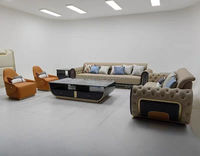 High End Couch Luxus Leders ofa mit Muster Arm Wohnzimmer Möbel Villa Modernes Beige Leders ofa Mit Chesterfield Rücken