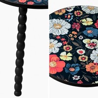 Table basse ronde à motif mandala avec pieds en spirale, table d'appoint torsadée en bois massif détachable pour salon et maison
