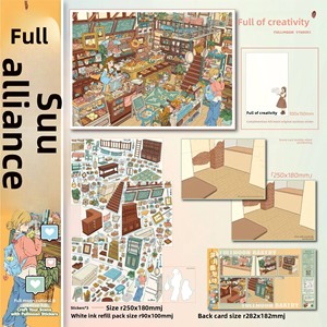 6 feuilles d'autocollants paysagers spéciaux 3.0 par paquet, autocollants de scènes de contes de fées européens et coréens entièrement positionnés - Product Image 1