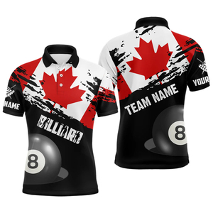 Free Personalized Grunge Canada Flag Billiard Men Polo Shirts Custom Patriot Polo TShirts