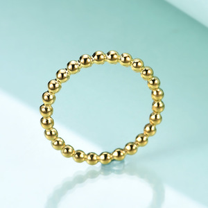 Anillo de Compromiso al por Mayor, Anillo de Boda Chapado en Oro con Cuentas Redondas Geométricas, Anillo de Pareja de Acero Inoxidable - Product Image 3