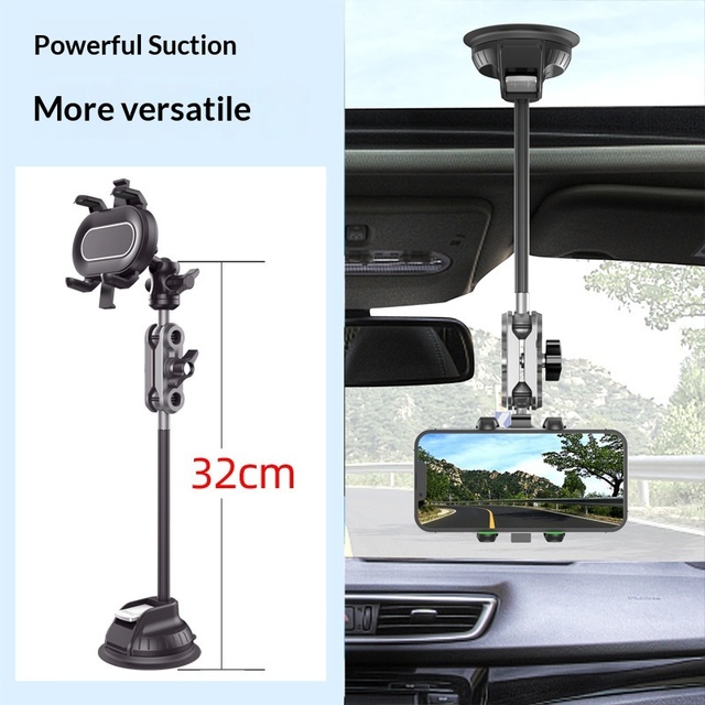 360 Rotation Windshield Phone Holder Mount Alloy Car Dashboard Phone Mount Heat Resistant Adjustable Clip Fix Heavy Duty
