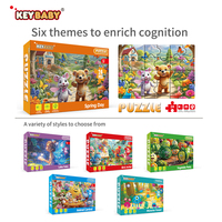Puzzle éducatif personnalisé Keybaby, dessin animé, 51 à 100 pièces, impression couleur, boîte cadeau, coins arrondis