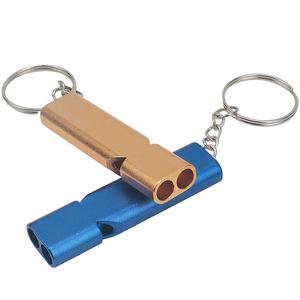 Silbato de Aleación de Aluminio de Doble Frecuencia y Alta Frecuencia, Equipo de Rescate y Supervivencia al Aire Libre, Mosquetones Planos, Llaveros con Logotipo Personalizado - Product Image 4