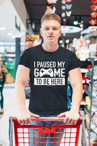 J'ai mis mon jeu en <span class=keywords><strong>pause</strong></span> pour être ici Cadeaux vintage pour les joueurs pour hommes Jeux 100% coton T-shirts à manches courtes surdimensionnés - Product Image 2