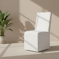 Chaises de salle à manger modernes et luxueuses en lin blanc, avec dossier haut et structure en bois, pour la maison et l'hôtellerie