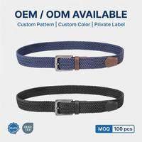 Ceinture tressée élastique pour homme, multicolore, boucle argentée, golf, camel, décontractée, quotidienne, OEM, ODM, vente en gros, REACH, OEKO-TEX, MOQ 100 pièces