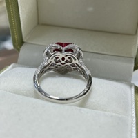 Bague de fiançailles et de mariage en argent S925, 4 carats, en forme de cœur, rouge sang de pigeon, cultivée en laboratoire, pour soirée romantique, cadeau