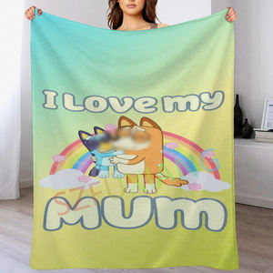 Chien animal dessin animé en gros j'aime ma mère fête des mères couverture maison canapé décor flanelle sieste changeant progressivement de couleur couvertures - Product Image 2