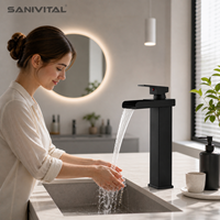Robinet de salle de bain SANIVITAL moderne sans contact en acier inoxydable avec valve en céramique, mitigeur eau chaude et froide pour lavabo, idéal pour la maison et l'hôtel