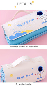 Étui à crayons <span class=keywords><strong>de</strong></span> grande capacité mignon <span class=keywords><strong>de</strong></span> style dessin animé, sac <span class=keywords><strong>de</strong></span> papeterie, plante heureuse, créatif, double couche, avec poignée - Product Image 4