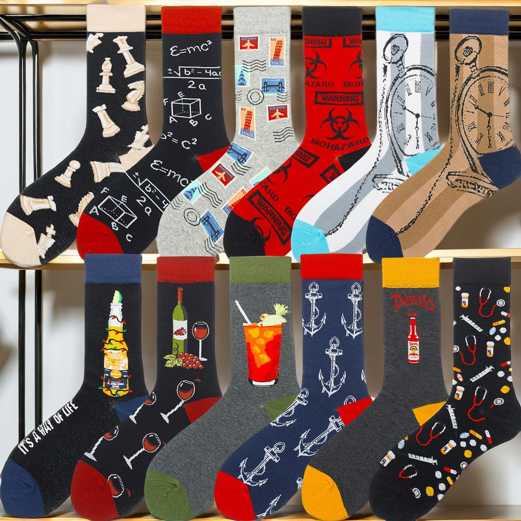 Custom logo Design Anti Fungal Sport Grip Football Fuzzy Novelty Men Dress Colorful Fruit Animal Happy Funny Socks