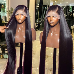 Perruques de Cheveux Indiens Lisses 13x6 pour Femmes Noires, Sans Colle, Dentelle Transparente, Cuticule Alignée, Perruque Longue en Dentelle HD - Product Image 1