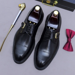 Nouvelles Chaussures Monk en Cuir Pleine Fleur à Boucle pour Hommes – Tendance, Polyvalentes, Décontractées à Trois Liens Sculptés - Product Image 6
