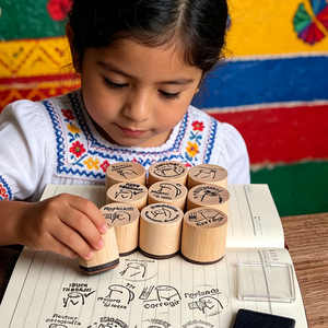 Sellos Divertidos con Emojis en Español: Sellos de Madera Natural con Frases Motivacionales, Ideales para Tareas Escolares y Uso en el Aula - Product Image 1