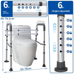 Barra <span class=keywords><strong>de</strong></span> Seguridad Manual Ajustable para Inodoro, Sin Perforaciones, Antideslizante, para Personas Mayores, Capacidad <span class=keywords><strong>de</strong></span> 300 lb, Prevención <span class=keywords><strong>de</strong></span> Caídas en el Baño - Product Image 2