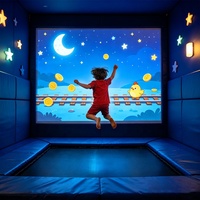 Parc de trampolines somatosensoriel avec jeux interactifs sur mur de projection, 1 à 3 joueurs, équipement de fitness pour enfants