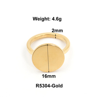 Heiß begehrte, 18 Karat vergoldete Edelstahl-Siegelringe mit geometrischem, rundem Design, minimalistische, günstige runde Anhängerringe