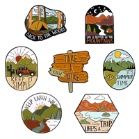 Pin Kerah Berkemah Liar Di Luar Ruangan Mengambil Petualangan Mendaki Gunung Bros Enamel Pin Lencana Logam
