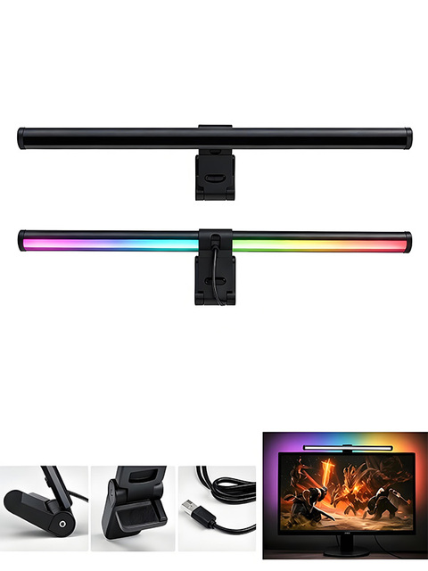 RGBIC Smart Light Monitor Bar Lamp USB Powered Curved PC Screen Modern Style ABS Material for Bedroom Gaming & Lighting