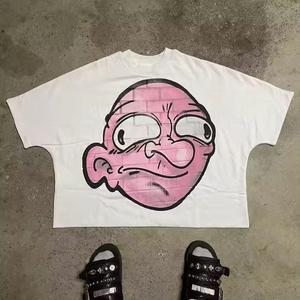100% algodón Y2K impreso gráfico camisetas Streetwear alta calidad logotipo personalizado Boxy recortado camisetas para hombres - Product Image 3