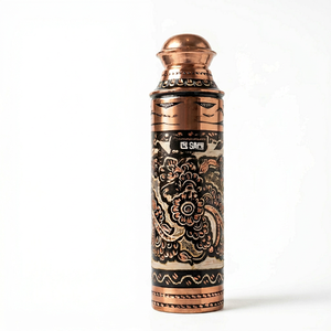 Handmade Engraved Pure Copper Lightweight Dishwasher Safe Water Bottle Floral Enamel Design Ayurvedic Drinking Flask <b>Drinkware</b> - Product Image 1