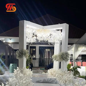 Nuevo diseño acrílico boda Chuppah decoración boda Chuppah blanco Mandap con flores - Product Image 1