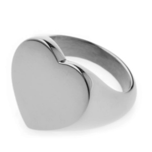 Customizable 316L Surgical Stainless Steel Hypoallergenic 18K Gold Plated High Polish <b>Heart</b> Square <b>Signet</b> <b>Rings</b> for Women & Men - Product Image 2