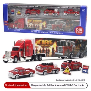 Modèle de <span class=keywords><strong>camion</strong></span> porte-conteneurs américain en métal à l'échelle <span class=keywords><strong>1</strong></span>/48 de 34 cm avec un ensemble de 3 voitures, jouet transfrontalier en promotion - Product Image 1
