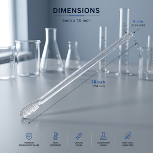 G013-06-10-A Varilla agitadora de vidrio transparente 6x10 pulg. Vidrio de borosilicato de longitud regulable, disponible para OEM, marca Triviwat, directo de fábrica - Product Image 1