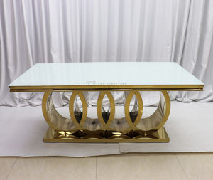 Современный Свадебный кофейный обеденный стол из нержавеющей стали со стеклянными металлическими ножками Регулируемый дизайн для домашнего бара и отеля 6 стульев - Product Image 6