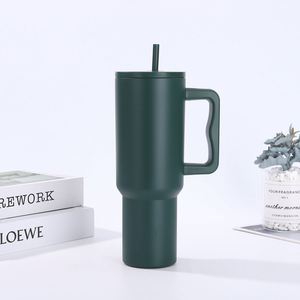 Vaso Térmico de Acero Inoxidable de Lujo de 40 oz, Taza de Viaje de Doble Pared con Aislamiento al Vacío, con Asa, Logotipo Personalizado, Antiderrames, para Café y Auto - Product Image 2