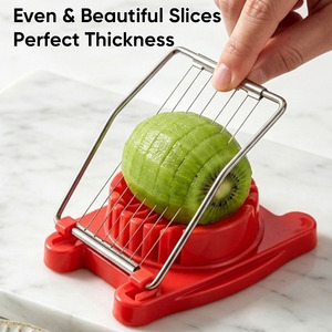 <b>Multifunctional</b> Egg Slicer Stainless Steel Wire <b>Cutter</b> Kitchen Tool Red Plastic Base 6 Blades Manual Operation - Product Image 4