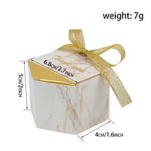 <strong>Marble</strong> Hexagonal Gift Boxes Ribbon Embossment Recycled Material <strong>Chocolate</strong> Treats for Wedding Baby Shower Birthday Decorations - Product Image 6
