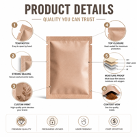 Sachets de thé personnalisés en papier kraft, mini-pochettes biodégradables à trois soudures latérales, qualité alimentaire, échantillons à faible MOQ